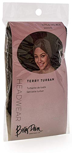 Betty Dain Stretch Terry Cloth Turban, Soft, Stretch Terry Fabric, Fun, Modern Turban Style, For Hair Loss Due to Chemotherapy, Alopecia, Keeps Head Warm, Not Bulky or Heavy, Black - Thumbnail 5