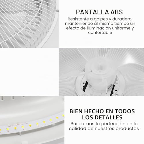 Miniatura 5 de Izrielar Ventilador De Techo 80w Con Iluminación, 6 Velocidades De Viento Ajustables, Regulación Continua, 55cm Led Luz De Ventilador Con Mando A Distancia Y App, Modo Verano Invierno, Temporizador