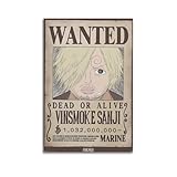 PZXXUEHY Póster decorativo de Sanji de una pieza con texto en inglés 'Wanted Sanji', póster decorativo para pared e imagen artística moderna para decoración de dormitorio familiar, 20 x 30 cm