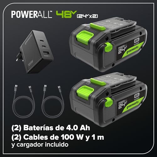 Cortacésped de batería Greenworks 48V de 35cm con recogedor de 40L y cargador MO48L421-01 4