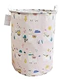 LEELI Laundry Hamper with Handles Collapsible Canvas Laundry Basket,Waterproof Storage Basket Home O