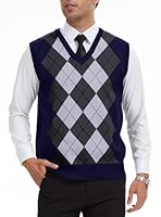 Zaitun Herren Pullunder Kariert Ärmellose V Ausschnitt Weste Slim Fit Westen Freizeit Business Strickweste Herbst Winter Pullover