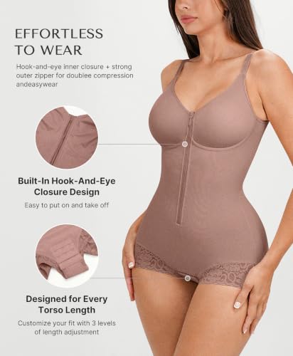 Image of SHAPELLX Faja Body Shaper for Women, Zipper Shapewear Bodysuit