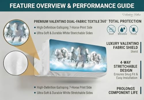 Image of Polyester Printed Air Conditioning Dust Cover Folding Designer Ac Cover For Indoor Split Ac 1.5 Ton (97X 31X 21 Cm ) (7 Horse)