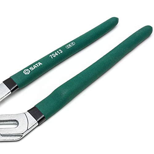 Sata 12-Inch Tongue-And-Groove Pliers, Straight Jaw Design, With Chrome Vanadium Steel Construction And Green Dipped Handles - St70413St #TOP5