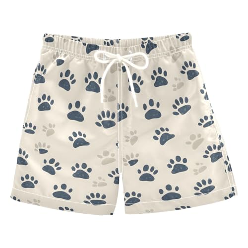 ALAZA Cute Dog Paw Print Boys Quick Dry Beach Board Shorts Kids Swim Trunks Bathing Suit Swimsuit 5T