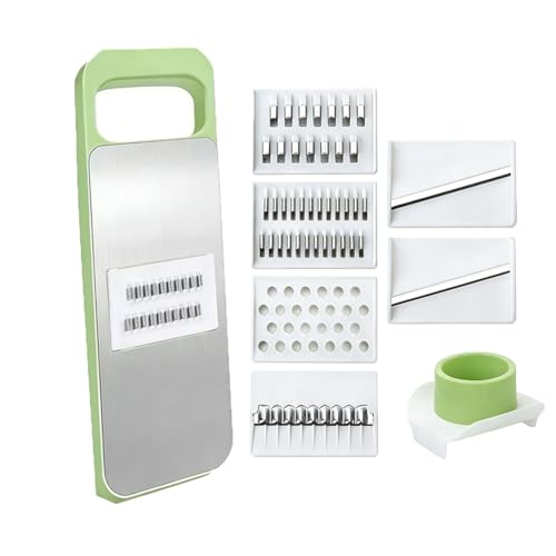 Cortador de mano protector, picador manual de verduras con 6 cuchillas, cortador de gofres de verduras para patatas, zanahorias, calabacines, cebollas, utensilio de cocina esencial (6 verde 2 piezas