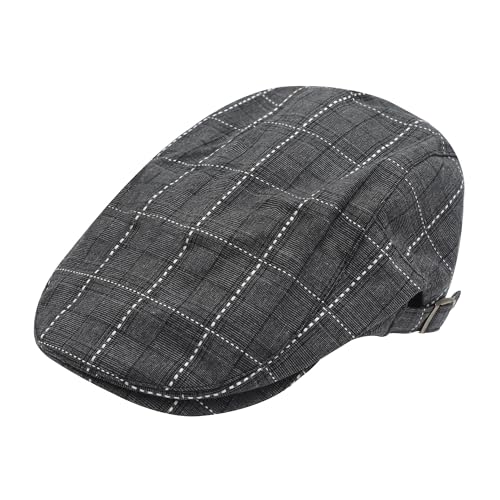 Image of ZLYC Men Cotton Flat Cap Summer Scally Ivy Gatsby Newsboy Beret Driver Cabbie Hunting Hat