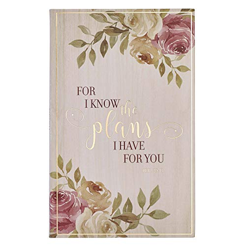 Christian Art Gifts Flexcover Journal | For I Know The Plans – Jeremiah 29:11 Bible Verse | Floral Inspirational Notebook w/128 Lined Pages, 5.5” x 8.5”