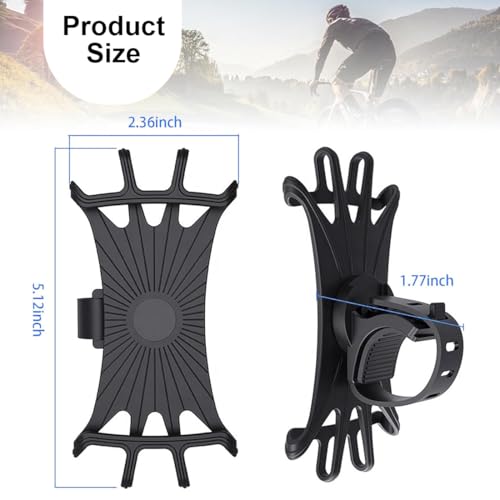 KIRZAX Soporte Movil Bicicleta,360° Rotación Soporte Movil Moto Bici, Anti Vibración Porta Telefono Motocicleta,Soporte Desmontable,Ajustable Silicona 4.5"-7.0", Negro - imagen 6