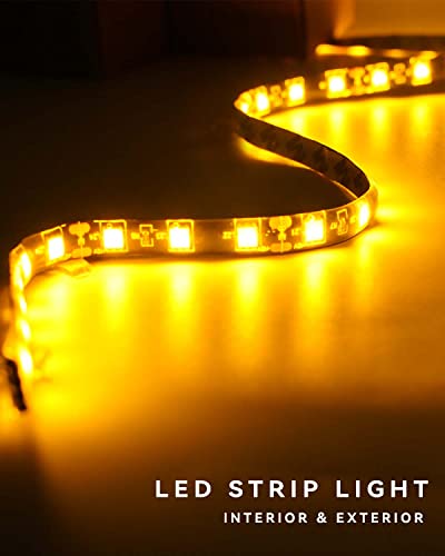 Image of Keiurot 12V Led Light Strip 24 inch Connectable Amber Led Strip Lights for Cars Boat Marine Golf Cart Trucks Waterproof Interior & Exterior, 4Pack