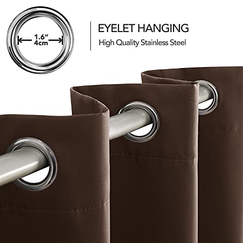 Deconovo Window Treatments Thermal Insulated Eyelet Curtains Blackout Curtains for Bedroom Brown 42 x 54 Inch 2 Panels - Image 4