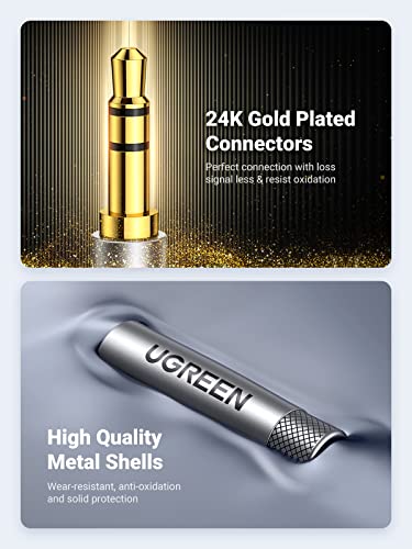 Ugreen 3.5Mm Audio Cable Nylon Braided Aux Cord Male To Male Stereo Hi-Fi Sound For Headphones Car Home Stereos Speakers Tablets Compatible With Iphone Ipad Ipod Echo More 3Ft #TOP1