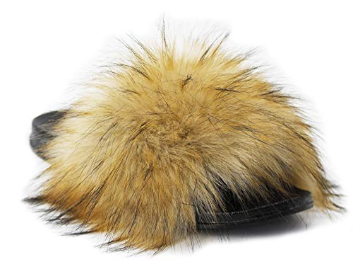 NewYouDirect Faux Fur Slides for Women, Fuzzy Slippers Fluffy Sandals Furry House Shoes Indoor Outdoor - Image 3
