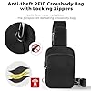 VADOO Sling Bag, Crossbody Bag with Zipper Lock, RFID Blocking & Water Resistant for Men and Women, Black, S, Anti Theft Crossbody Bag ,rfid Blocking, Zipper Lock & Water Resistant Sling Bag for Men #1