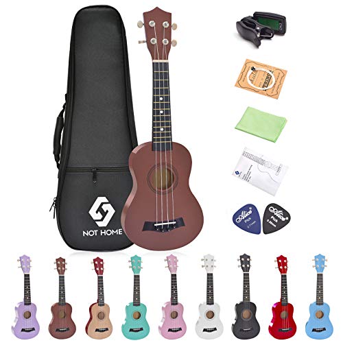 Not Home Soprano Ukulele Beginner Pack, 21 Inch Basswood Kids Ukuleles Starter Kit With Gig Bag Digital Tuner Spare Strings And Picks. cover
