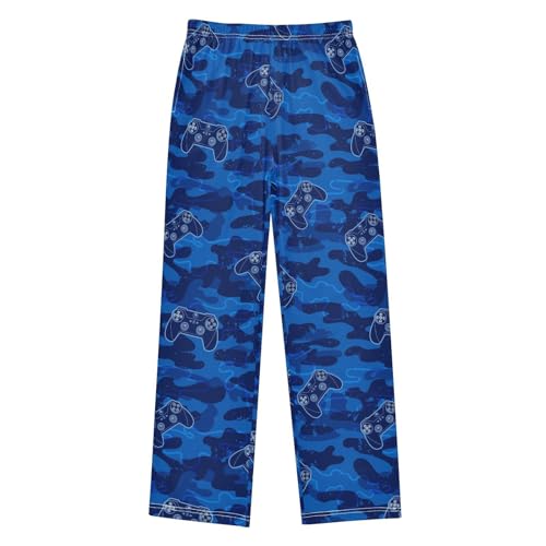 CaTaKu Boys Gameblue Camouflage Pants for Boys Girls Wide Leg Sweatpants Kids Long Bottoms with Pockets Size 6-14Y