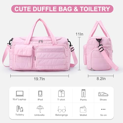 Image of Small Gym Bag for Women, Travel Duffle Bag Carry On Weekender Bag with Shoe Compartment