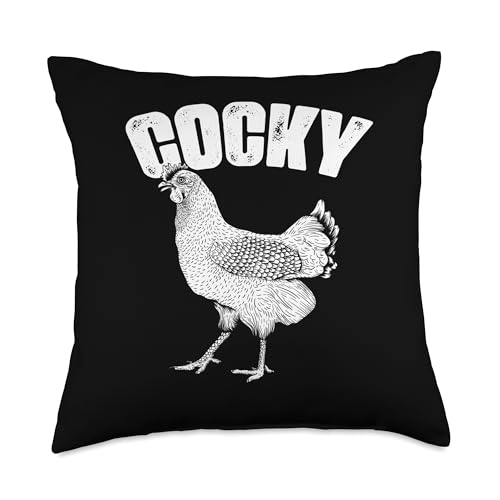 Cocky Rooster Chicken Fighting Cocks Bird Cockerel Throw Pillow