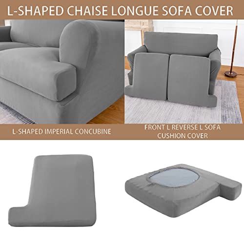Molasofa T Cushion Loveseat Slipcover With 2 Individual T Cushion Shape Seat Covers For Home Décor,3 Pieces Stretchable Washable Non-Pilling Non-Slip Love Seat Covers Covers(Loveseat,Light Gray) #TOP4