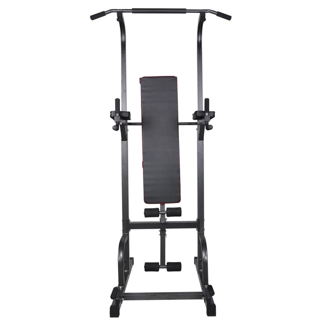 Rack Dominadas Multiestación con Banco - Power Rack Squat - Estación de Sentadillas - Equipo de Ejercicio de Musculación - 125 x 75 x 230 cm