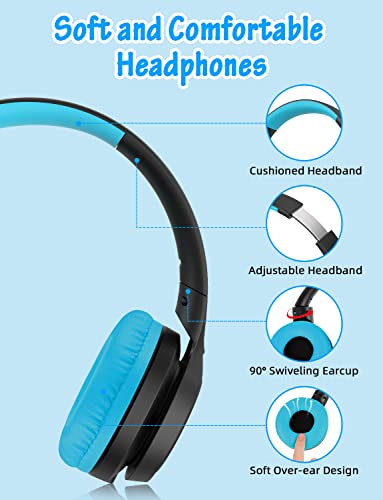 Image of Voopwink Kids Headphones with Microphone, Wired Over Ear Headsets with Limited Volume 85dB / 94dB for Boys Girls Teens Children Online School /Travel /iPad /Tablet /Cellphone
