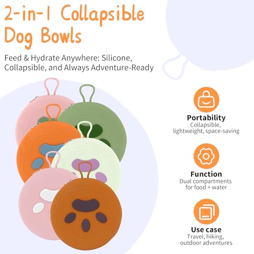 Gamelles pliables pour chien rose mangeoire eau nourriture de voyage - 8