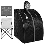 ZONEMEL Portable Infrared Sauna, One Person Sauna Home Spa Hood Tent, Including Upgraded Chair, Heating Foot Pad, L 27.6’’ x W 31.5’’ x H 37.8’’