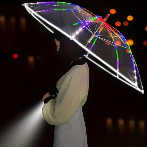 Paraguas LED resistente al viento para la noche con iluminacion de seguridad 3
