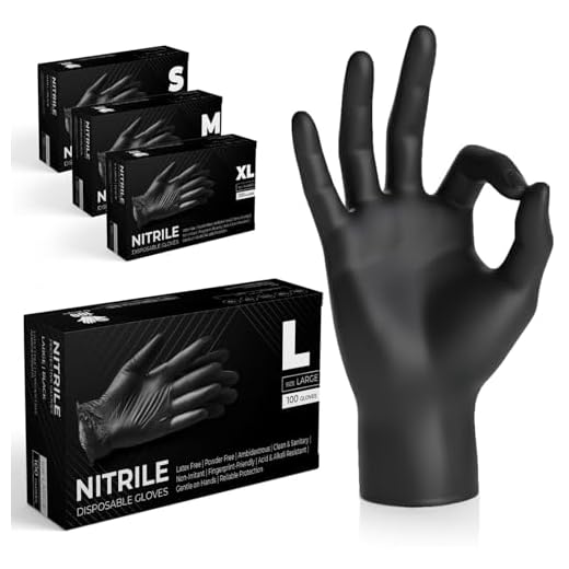 The Real Touch Einweghandschuhe, Schwarze Nitrilhandschuhe - 100 Stück Handschuhe, Puderfrei & Latexfrei Handschuhe Einweg, Einmalhandschuhe für Küche, Reinigung, und Medizin