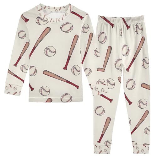 senya Baseball Bat Pajamas Set Long Sleeve Soft Cotton Sleepwear 2 Piece