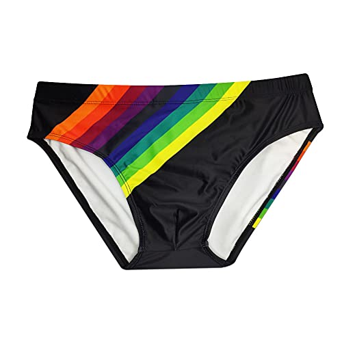 Men Push-Up Pad Swimming Briefs Padded Rainbow Sexy Swimwear Sunbath Surfing3