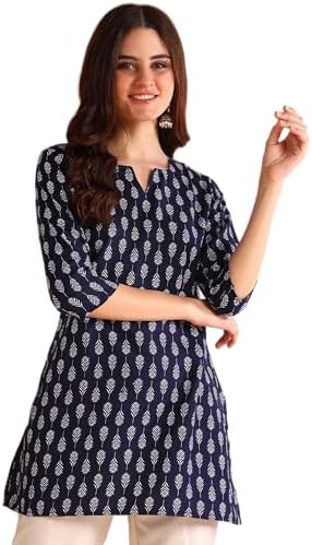 DSK Studio Women's Short Kurti in Black Rayon Cotton Blend | Ladies Ethnic Tunic | Office