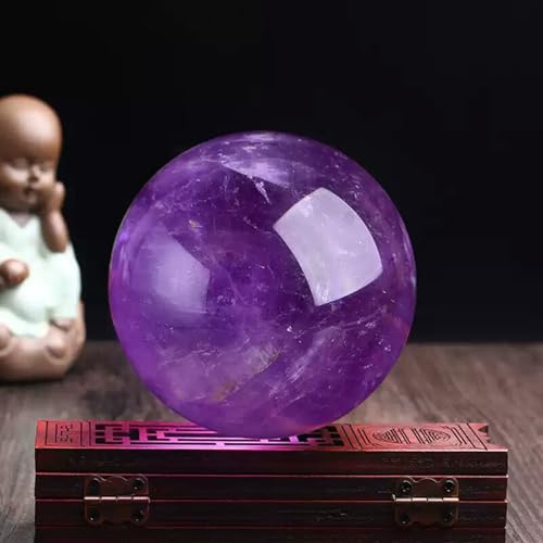 Sphère en améthyste cristal violet de 6cm avec son support pour décoration maison