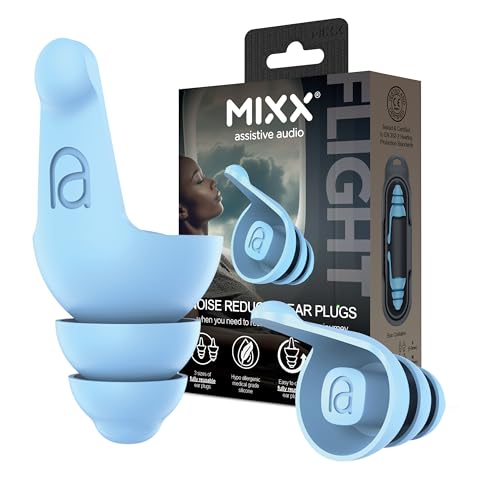 Tapones para los oídos de vuelo, reducción de ruido para viajeros, silicona hipoalergénica, cómodos y reutilizables, incluye funda de viaje, perfectos para vuelos y viajes, 27 dB