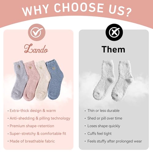 Image of Zando Women's Soft Fuzzy Socks - Thick, Warm, Fluffy, Comfy Home Sleeping Socks