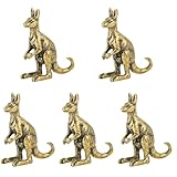 PRETYZOOM 5pcs Miniature Kangaroo Figurines, 1.5'' Brass Kangaroo Charms, Vintage Animal Sculpture, Fengshui Ornament for DIY Craft, Collection