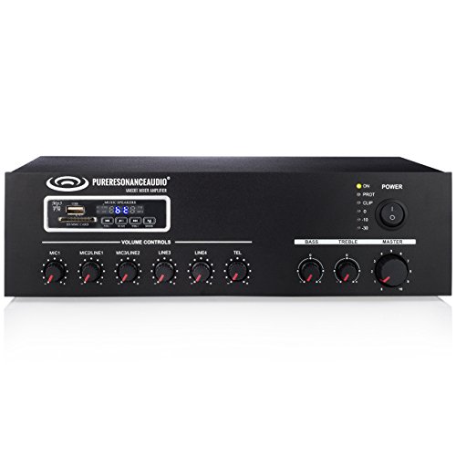 Pure Resonance Audio MA60BT 7-Channel 60W Commercial Mixer Amplifier with Bluetooth 70V 100V 4 or 8 ohm Outputs - Thumbnail 4