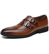 Ahico Men's Dress Shoes Monk Strap Classic Oxford Shoes Formal Business Wedding Loafers