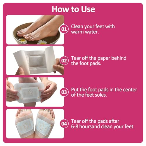 Image of TEWEAE 100 Pads Foot Pads for Better Sleep, 2 in 1 Natural Rose Ginger & Bamboo Vinegar Turmeric Wormwood - No Off - Improves Sleep and Relaxation - Premium Foot Care Good Night Foot Patches