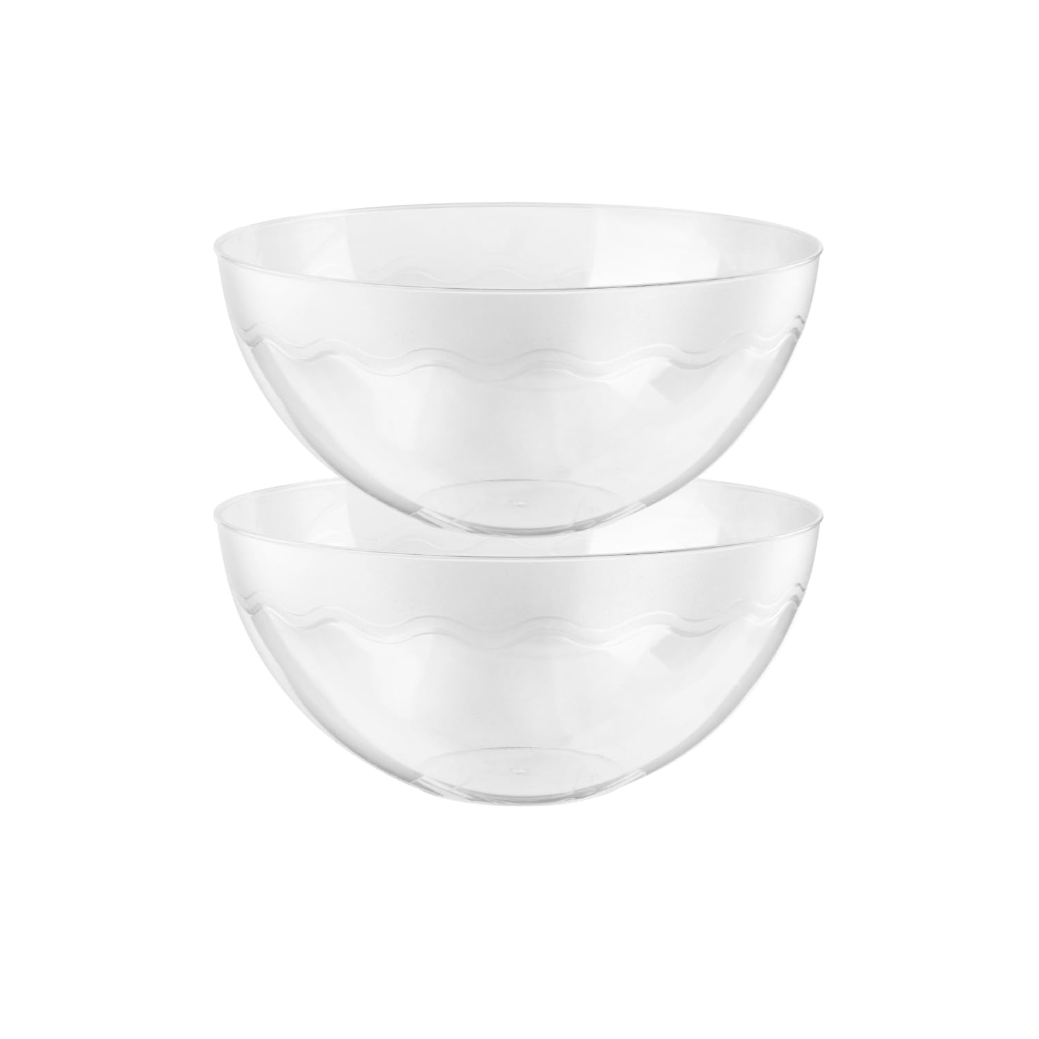 HOMESHOPA Clear Plastic Serving Bowl 2800ml 2 Pack, Large Salad Mixing Bowls, Sturdy & Reusable Kitchen Cooking Food Prep Bowl for Salad Snacks & Crisps, Dishwasher Safe