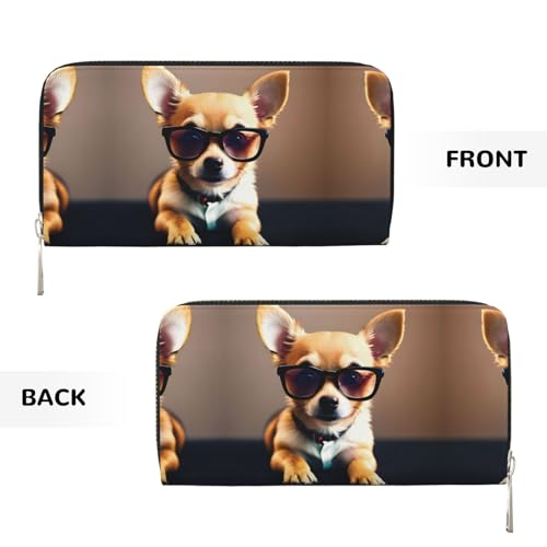 Chihuahua Dog Glasses 1 Print Women Wallet Trendy Travel-Friendly 7.9X3.9in Casual Clutch Purse Gift for Ladies3