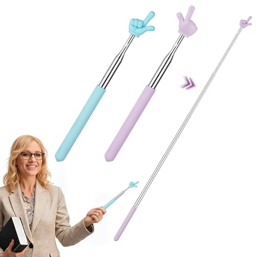 AOOHA Puntero de Dedo Retráctil, Paquete de 2 Punteros Retráctiles para Maestros, Flexibles y Prácticos, Adecuados para Herramientas Auxiliares de Aula de Maestros, Oficinas, Maestros