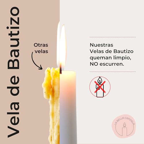 Miniatura 4 de La Bella Candela Vela Cirio De Bautizo Para Niña O Niño. Decorada Con Flores Y Cintas. Personalizada A Mano De Forma Artesanal. Color Natural 2,5x30cm.