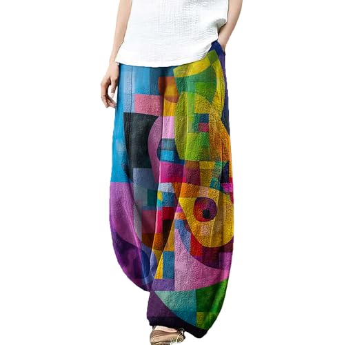 MARSVOVO Harem Pants Women Casual Baggy Wide Leg Palazzo Pants with Pockets Elastic Waist Travel Trousers Pants Oversize