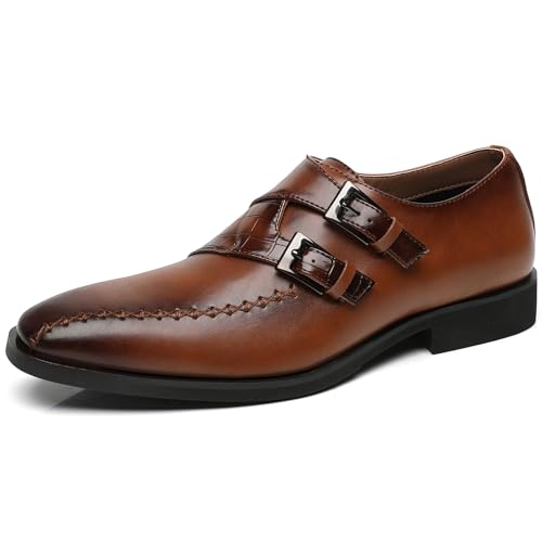 Ahico Men's Monk Strap Oxford Dress Shoes