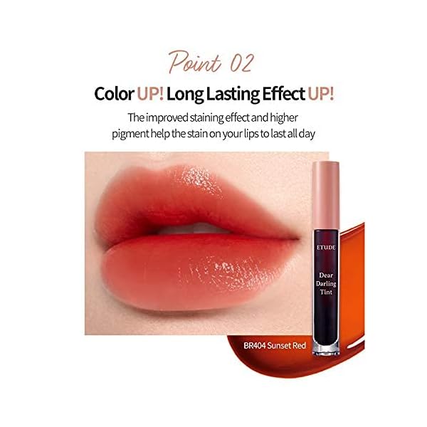 ETUDE Dear Darling Water Gel Tint (Sunset Red #BR404) - Long-lasting Effect up with Fruity, Juicy, Moist, and Vivid coloring…