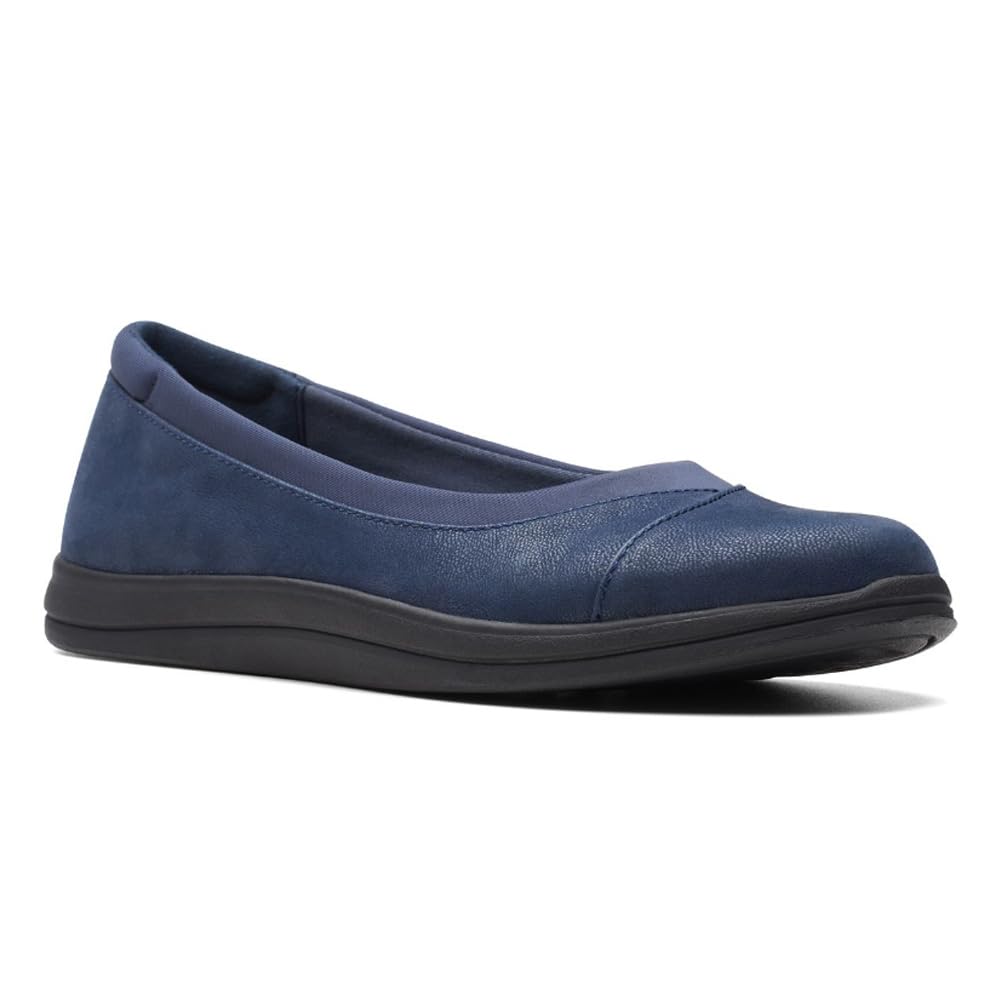 Clarks Women's Breeze Ayla Ballet Flat, Synthetic Navy Blue, 9 US