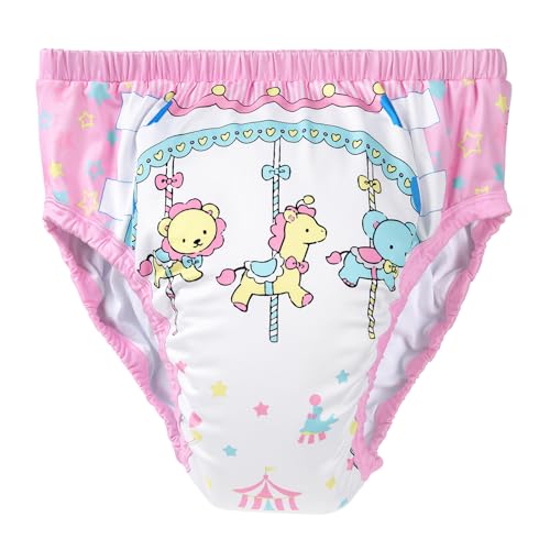 Image of Littleforbig Soft Silky Underwear Comfortable Washable Reusable Adult Training Pants - Little Circus L Pink
