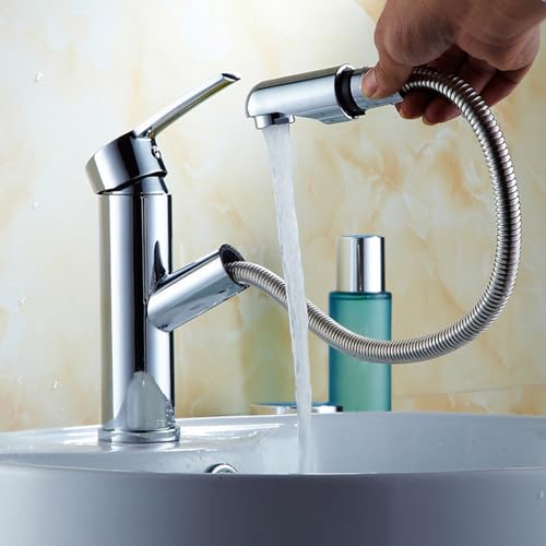 Robinet de lavabo monotrou à bec extractible pour un nettoyage facile